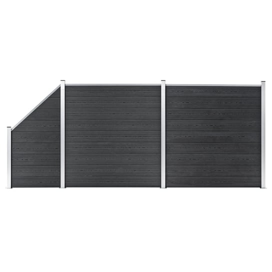 vidaXL Ogrodzenie WPC, 2 panele kwadratowe, 1 skośny, 446x186cm, szare vidaXL