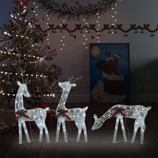 vidaXL Ozdoba świąteczna: rodzina reniferów, 270x7x90 cm, zimna biel vidaXL