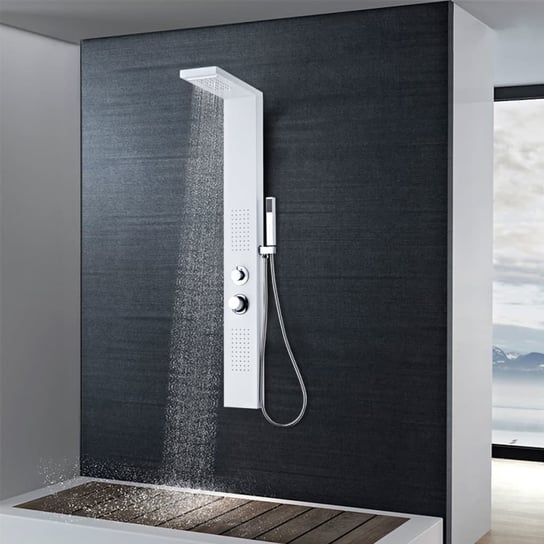 vidaXL Panel prysznicowy, aluminiowy, matowy, biały vidaXL