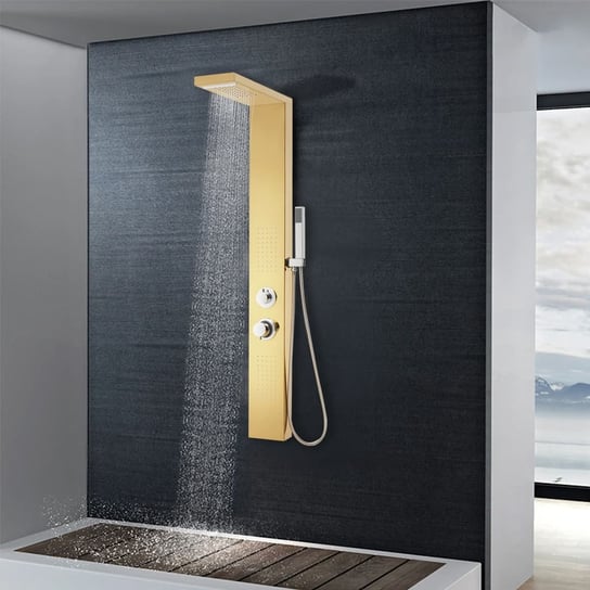 vidaXL Panel prysznicowy, stal nierdzewna 201, kolor złota vidaXL