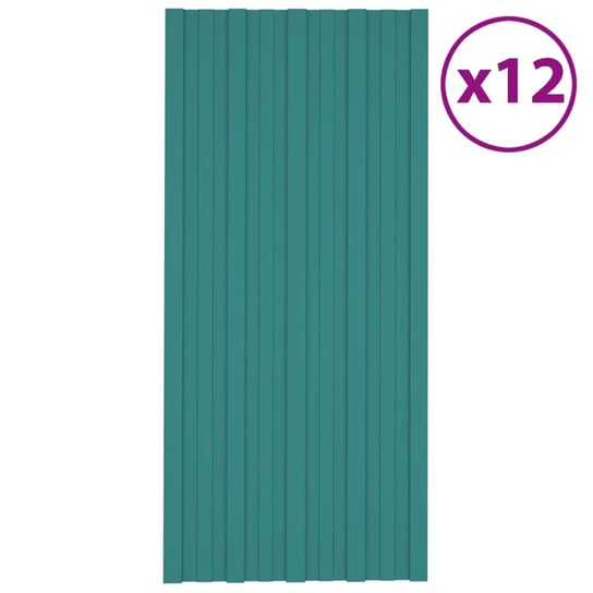 vidaXL Panele dachowe, 12 szt., stal galwanizowana, zielone, 100x45 cm vidaXL