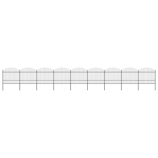 vidaXL, Panele ogrodzeniowe z grotami, stal, (1,5-1,75) x 15,3 m, czarne vidaXL