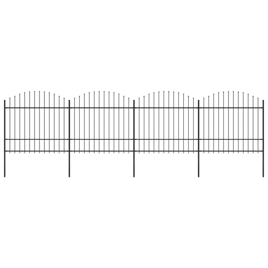 vidaXL, Panele ogrodzeniowe z grotami, stal, (1,5-1,75) x 6,8 m, czarne vidaXL
