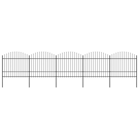 vidaXL, Panele ogrodzeniowe z grotami, stal, (1,5-1,75) x 8,5 m, czarne vidaXL