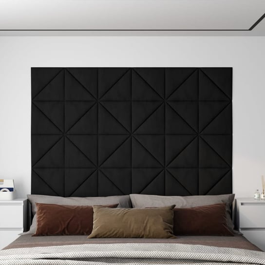 vidaXL Panele ścienne, 12 szt., czarne, 30x30 cm, aksamit, 0,54 m² vidaXL