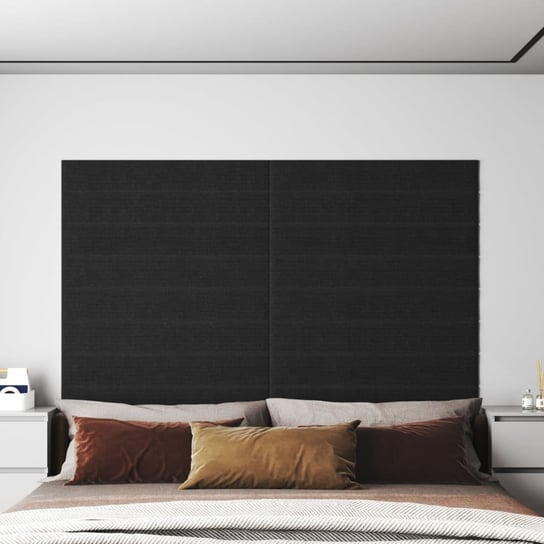 vidaXL Panele ścienne, 12 szt., czarne, 90x15 cm, tkanina, 1,62 m² vidaXL