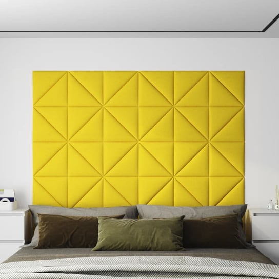 vidaXL Panele ścienne, 12 szt, jasnożółte, 30x30 cm, tkanina, 0,54 m² vidaXL