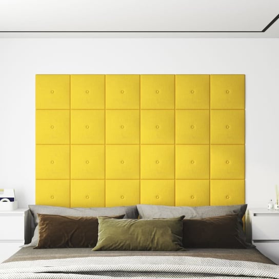 vidaXL Panele ścienne, 12 szt, jasnożółte, 30x30 cm, tkanina, 1,08 m² vidaXL