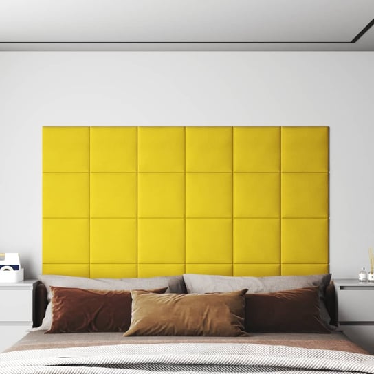 vidaXL Panele ścienne, 12 szt, jasnożółte, 30x30 cm, tkanina, 1,08 m² vidaXL