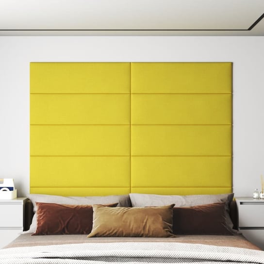 vidaXL Panele ścienne, 12 szt, jasnożółte, 90x30 cm, tkanina, 3,24 m² vidaXL