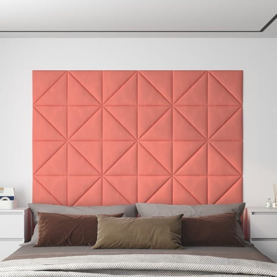 vidaXL Panele ścienne, 12 szt., różowe, 30x30 cm, aksamit, 0,54 m² vidaXL