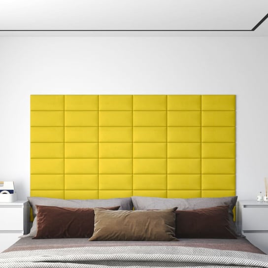 vidaXL Panele ścienne, 12 szt., żółte, 30x15 cm, tkanina, 0,54 m² vidaXL