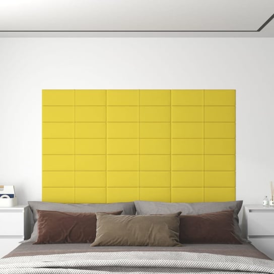 vidaXL Panele ścienne, 12 szt., żółte, 60x15 cm, tkanina, 1,08 m² vidaXL