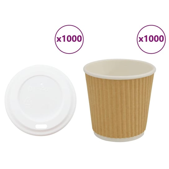 vidaXL Papierowe kubki z pokrywkami, 1000 szt., 4oz, 100ml vidaXL