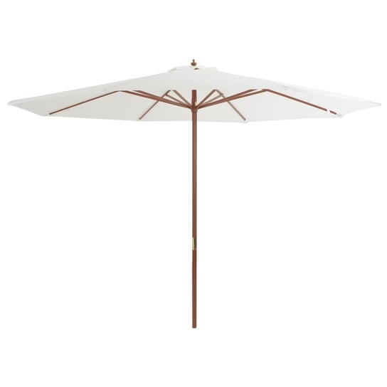 vidaXL Parasol ogrodowy na drewnianym słupku, 350 cm, piaskowa biel vidaXL