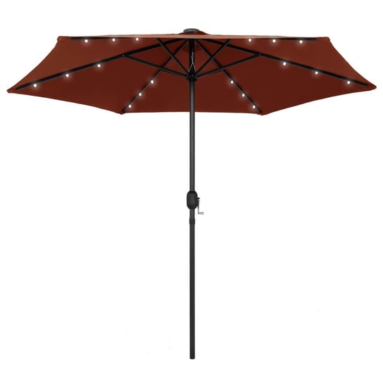 vidaXL Parasol ogrodowy z LED i aluminiowym słupkiem, 270 cm, terakota vidaXL