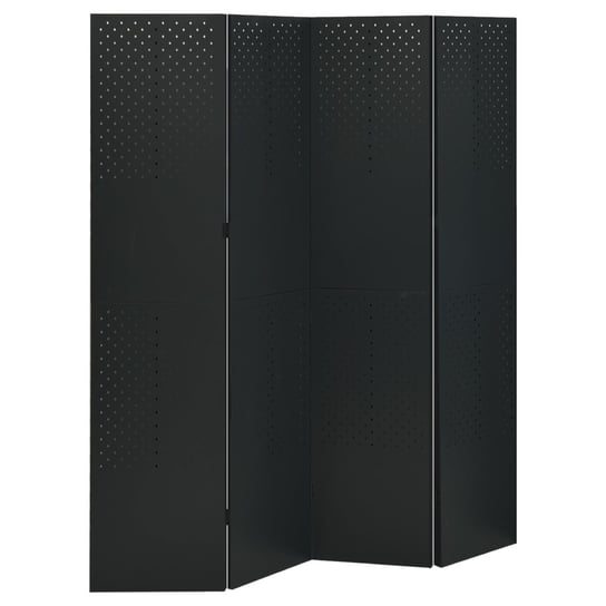 vidaXL Parawan 4-panelowy, czarny, 160 x 180 cm, stalowy vidaXL