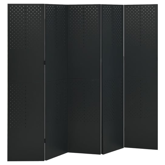 vidaXL Parawan 5-panelowy, czarny, 200 x 180 cm, stalowy vidaXL