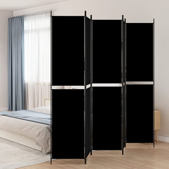 vidaXL Parawan 5-panelowy, czarny, 250x220 cm, tkanina vidaXL