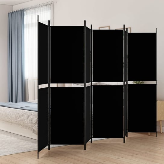 vidaXL Parawan 6-panelowy, czarny, 300x200 cm, tkanina vidaXL