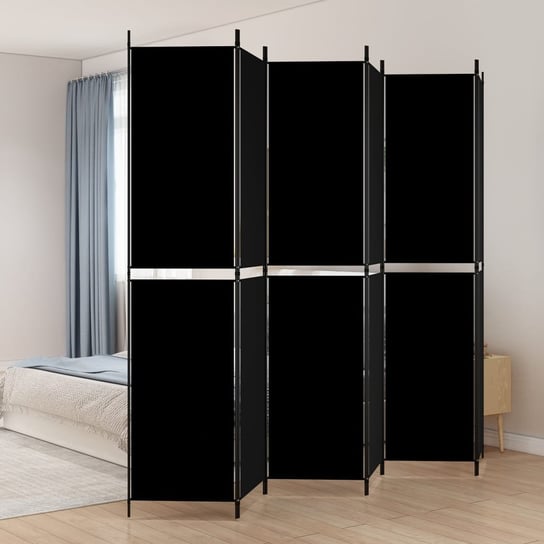 vidaXL Parawan 6-panelowy, czarny, 300x220 cm, tkanina vidaXL