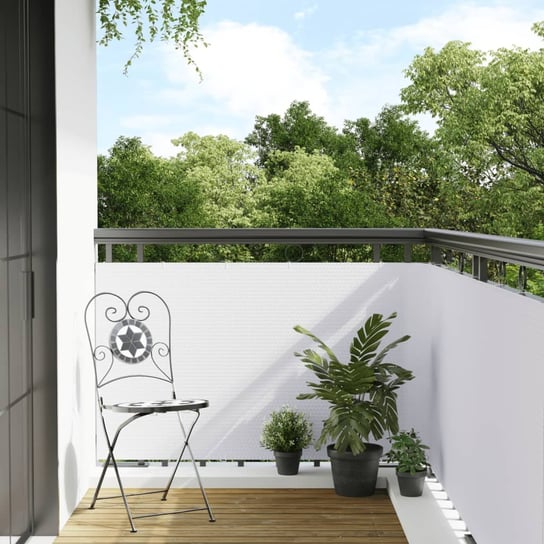 vidaXL Parawan balkonowy, biały, 500x80 cm, polirattan vidaXL