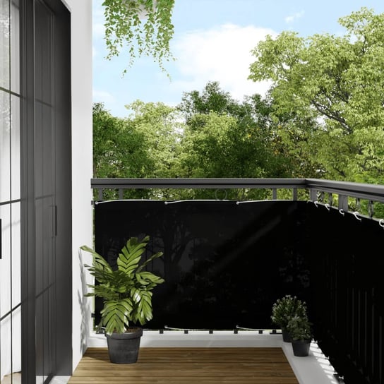 vidaXL Parawan balkonowy, czarny, 90x1000 cm, 100% poliester Oxford vidaXL