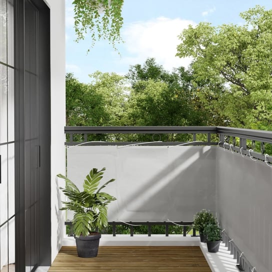 vidaXL Parawan balkonowy, jasnoszary, 75x400 cm, 100% poliester Oxford vidaXL