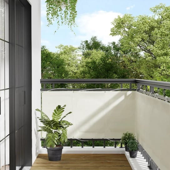vidaXL Parawan balkonowy, kremowy, 75x1000 cm, 100% poliester Oxford vidaXL