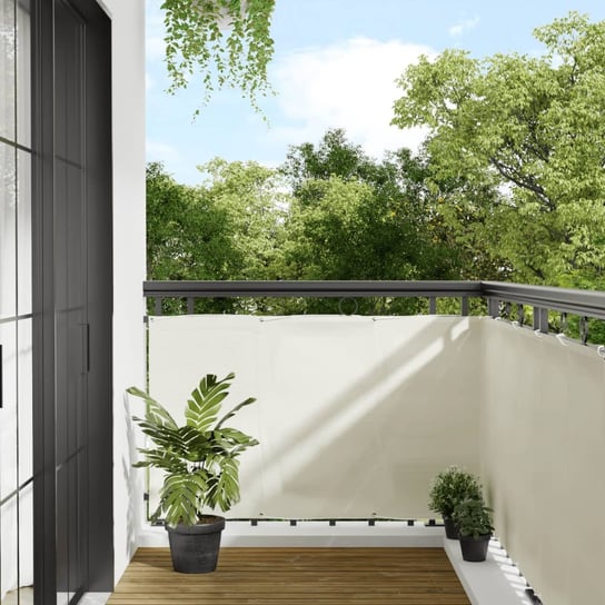 vidaXL Parawan balkonowy, kremowy, 90x1000 cm, 100% poliester Oxford vidaXL
