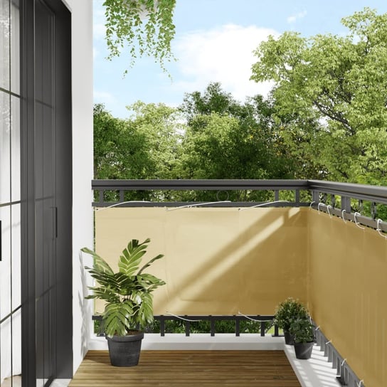 vidaXL Parawan balkonowy, piaskowy, 75x300 cm, tkanina Oxford vidaXL