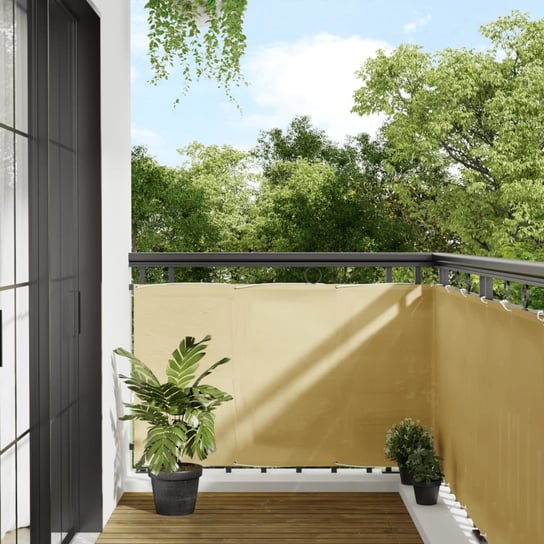 vidaXL Parawan balkonowy, piaskowy, 90x500 cm, 100% poliester Oxford vidaXL