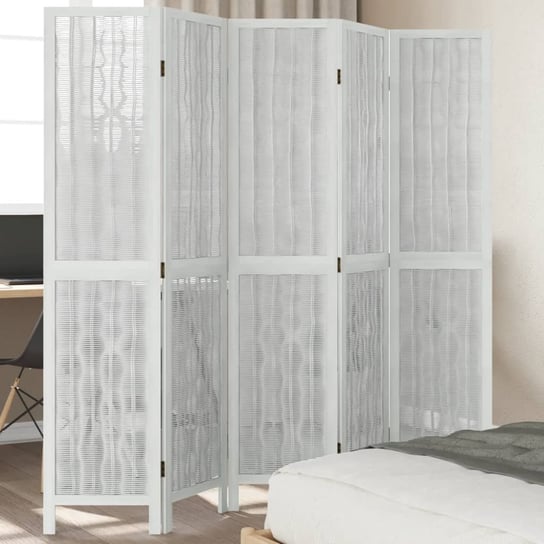 vidaXL Parawan pokojowy, 5-panelowy, biały, lite drewno paulowni vidaXL