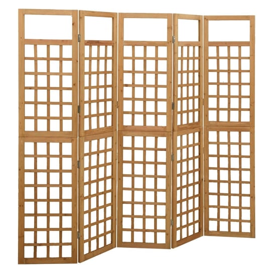 vidaXL Parawan pokojowy 5-panelowy/trejaż, drewno jodłowe, 201,5x180cm vidaXL