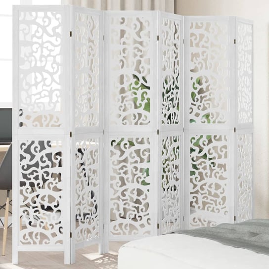 vidaXL Parawan pokojowy, 6-panelowy, biały, lite drewno paulowni Inna marka