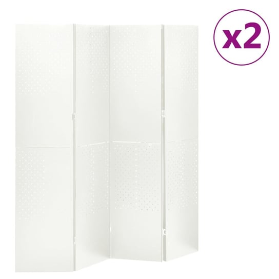 vidaXL Parawany 4-panelowe, 2 szt., białe, 160x180 cm, stalowe vidaXL