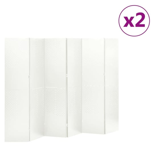 vidaXL Parawany 6-panelowe, 2 szt., białe, 240x180 cm, stalowe vidaXL