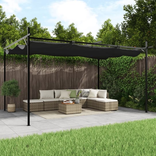 vidaXL Pergola ze zwijanym dachem, antracytowa, 395x292x230 cm vidaXL