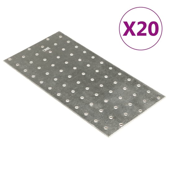 vidaXL Płytki perforowane, 20 szt., 2 mm, 240x120 mm, stal ocynkowana vidaXL