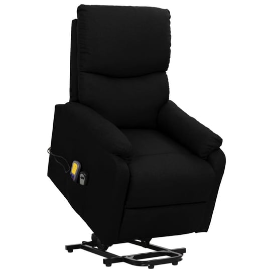 vidaXL Podnoszony fotel masujący, czarna, tkanina vidaXL