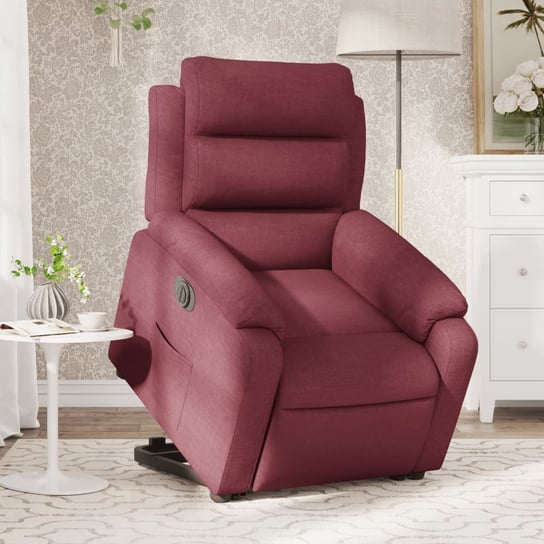 vidaXL Podnoszony fotel masujący, elektryczny, rozkładany, bordowy vidaXL