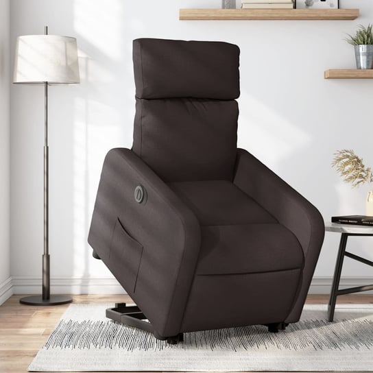 vidaXL Podnoszony fotel masujący, elektryczny, rozkładany, brązowy vidaXL