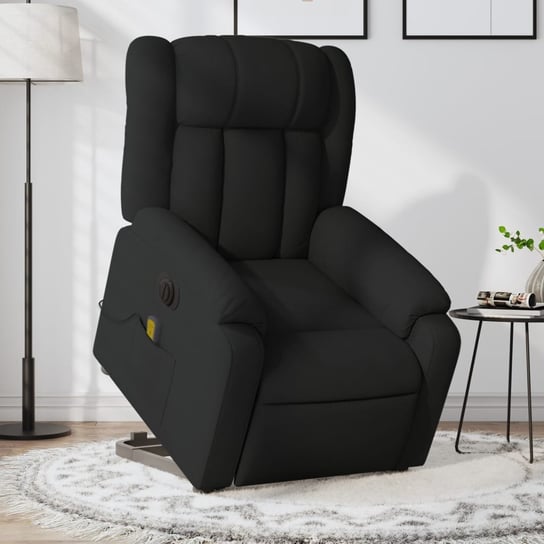 vidaXL Podnoszony fotel masujący, elektryczny, rozkładany, czarny vidaXL