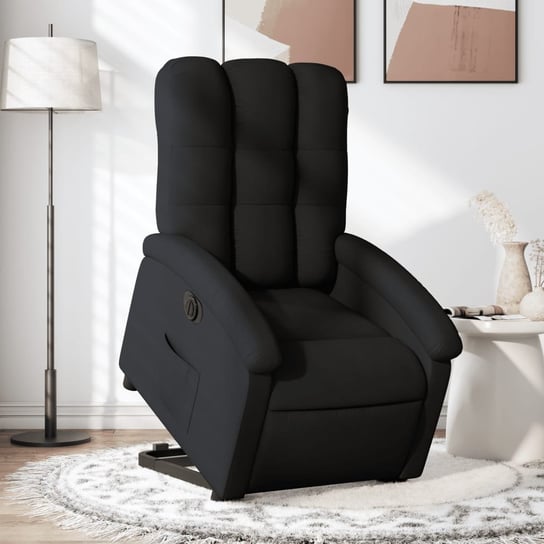 vidaXL Podnoszony fotel masujący, elektryczny, rozkładany, czarny vidaXL