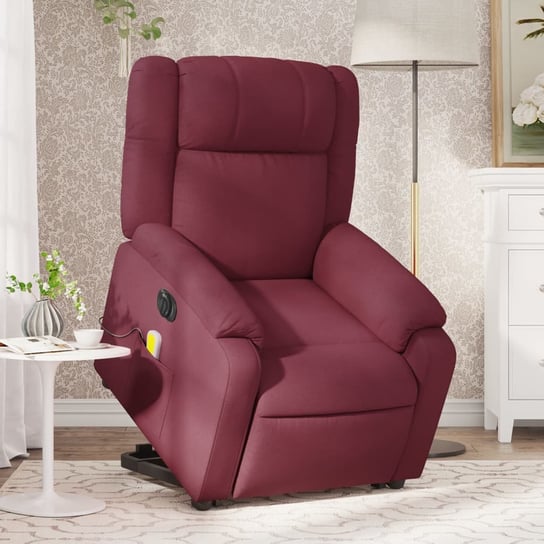 vidaXL Podnoszony fotel masujący, elektryczny, rozkładany, czerwony vidaXL