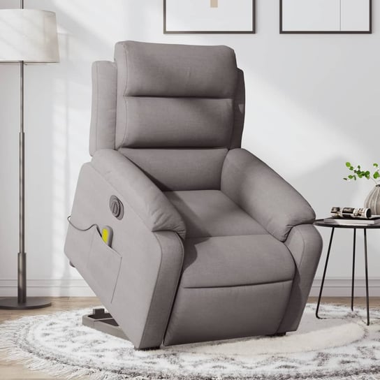 vidaXL Podnoszony fotel masujący, elektryczny, rozkładany, kolor taupe vidaXL