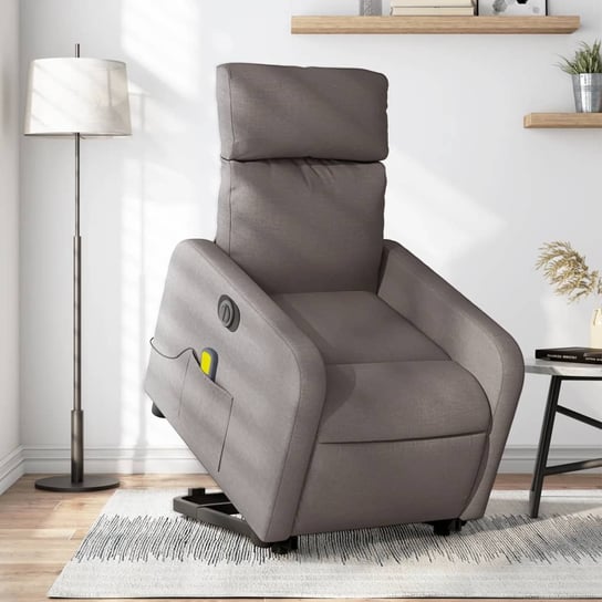 vidaXL Podnoszony fotel masujący, elektryczny, rozkładany, kolor taupe vidaXL