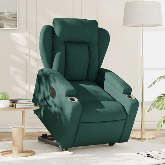 vidaXL Podnoszony fotel masujący, elektryczny, rozkładany, zielony vidaXL