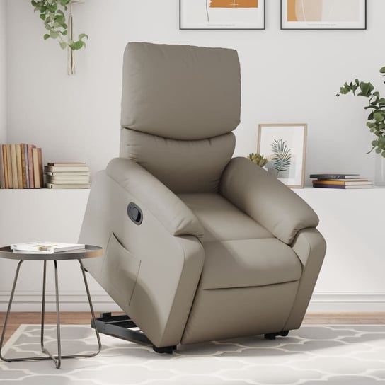 vidaXL Podnoszony fotel rozkładany, cappuccino, obity sztuczną skórą vidaXL