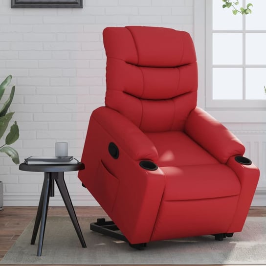 vidaXL Podnoszony fotel rozkładany, czerwony, obity sztuczną skórą vidaXL